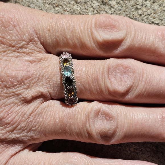 Beautiful Multicolor Tourmaline Ring in Sterling Silver Size 9 - Picture 5 of 9